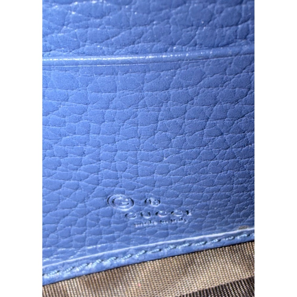 Gucci Interlocking G Continental Wallet Blue Pebbled Calfskin Gold Hardware - Picture 14 of 14